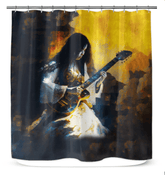 NS-803 waterproof shower curtain in a modern bathroom setting.